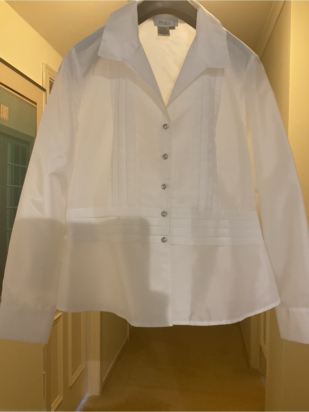 Puli White Button-Front Pleated Blouse